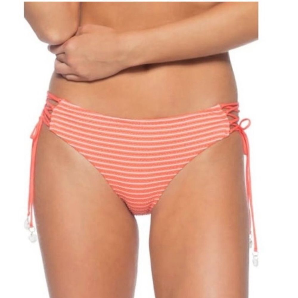 NEW Isabella Rose Tivoli Striped Side Tie Roses Bikini Bottom Small
